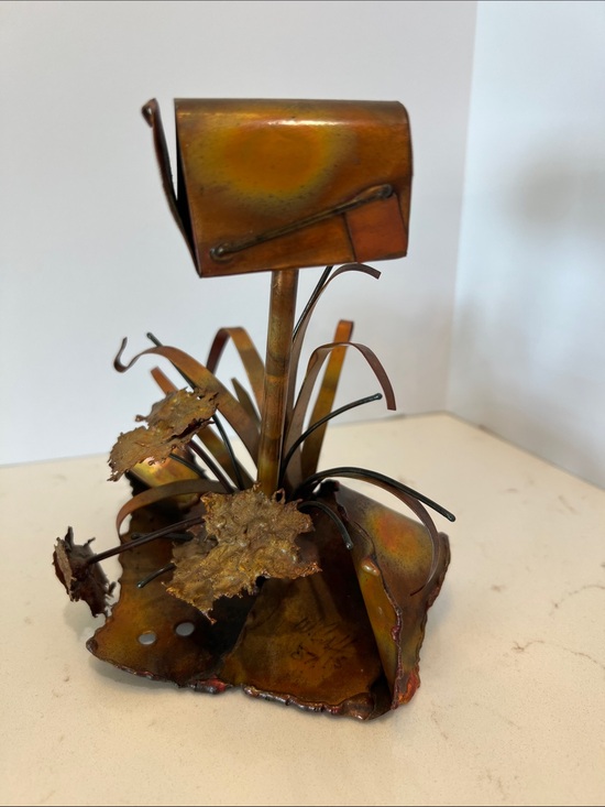 Vintage Other - Vintage Handmade Welded Metal Mailbox Folk Art Sculpture Industrial Decor